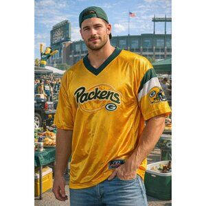 VTG Green Bay Packers Gold Football Jersey No Huddle NFL Mens Size XL Fan 2005